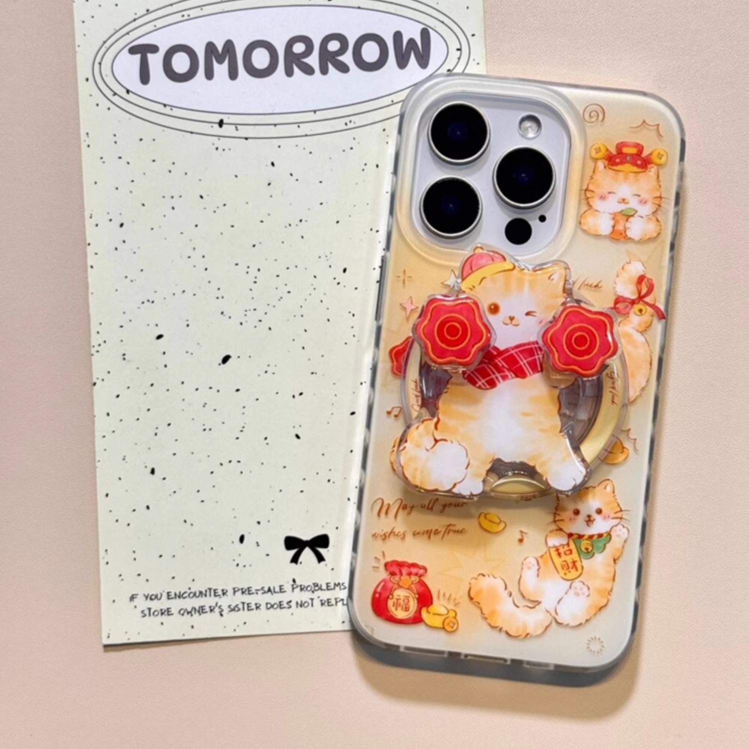 二人转猫咪旋转磁吸支架适用1加15/ACE6一加13t手机壳12/1+9RT/8T新年oneplus ACE5竞速ACE3pro趣味11/ACE2V