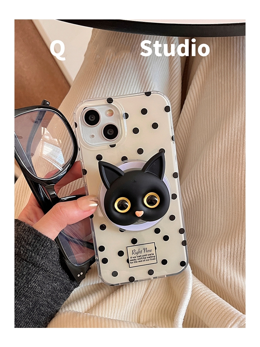 磁吸黑猫支架适用小米14Ultra手机壳13/98/10S可爱红米k70/K60e/note13R/12/10/9pro高级civi3/MIX4硅胶k50