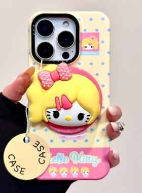 黄发潮猫咪磁吸支架适用1加15/ACE6一加13t手机壳12/1+9R/8T软萌oneplus ACE5竞速ACE3pro/11R可爱ACE2V硅胶