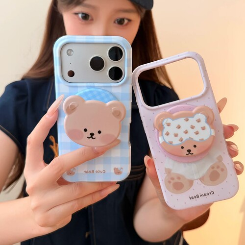 情侣小熊磁吸支架适用OPPO RENO16F海外findx8/X9SPRO/A3X/reno14/15/11F/10手机壳A5pro/A6S/A2m可爱K12+A7