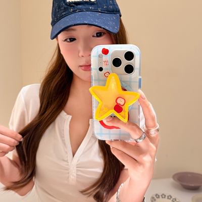 五角星摇摇乐磁吸支架适用传音HOT40手机壳15pro红魔11pro+nfinx Smart8硅胶hone3Apro华硕ZenFone9可爱蓝色
