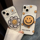 S20fe创意Note20 S10 太阳花9硅胶ultra软壳S22女S23保护套S21 笑脸磁吸支架适用三星S23 A54小众男女款 防摔