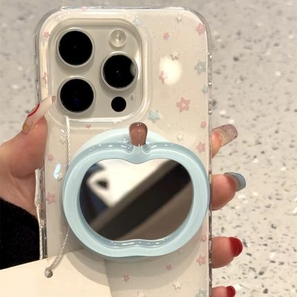 韩系蓝色苹果镜面磁吸A78适用OPPO Reno15/13pro/12手机壳FindX8S/x6女X7Ultra新款K12/A98/A58支架A2/A3X/A5