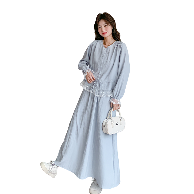 新品浅时尚穿搭蕾丝花边长袖套装8328P160K228,女装套装/套裙,2C060