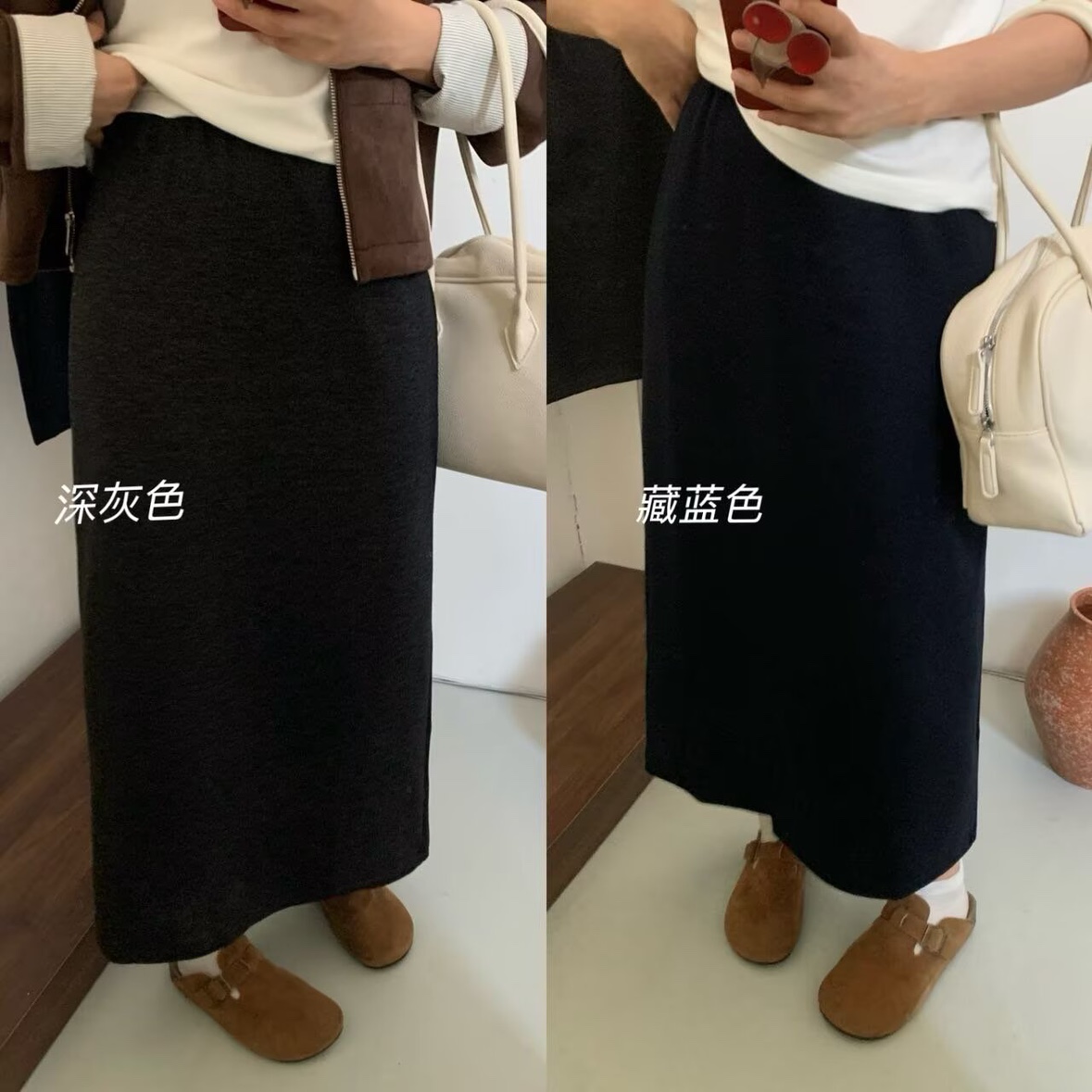 秋冬小个子中长款毛呢2025年新款大码a字修身羊绒半身裙女