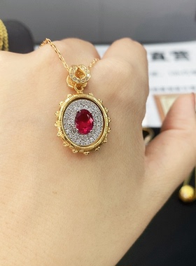 意大利中古定制美饰 新品跳动的心齿轮永恒的爱红宝项链