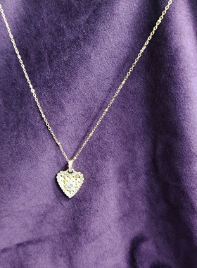 向卉意大利中古合金粉钻爱心项链