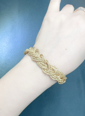 意大利中古定制回流金色编织麻花流苏手链