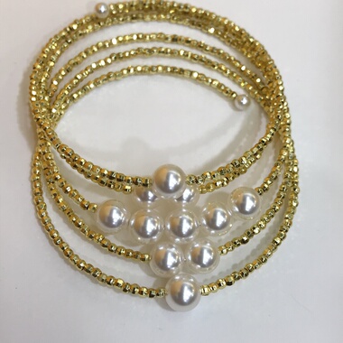 向卉意大利中古菱形玻璃仿珍珠蹦迪珠蛇形手链