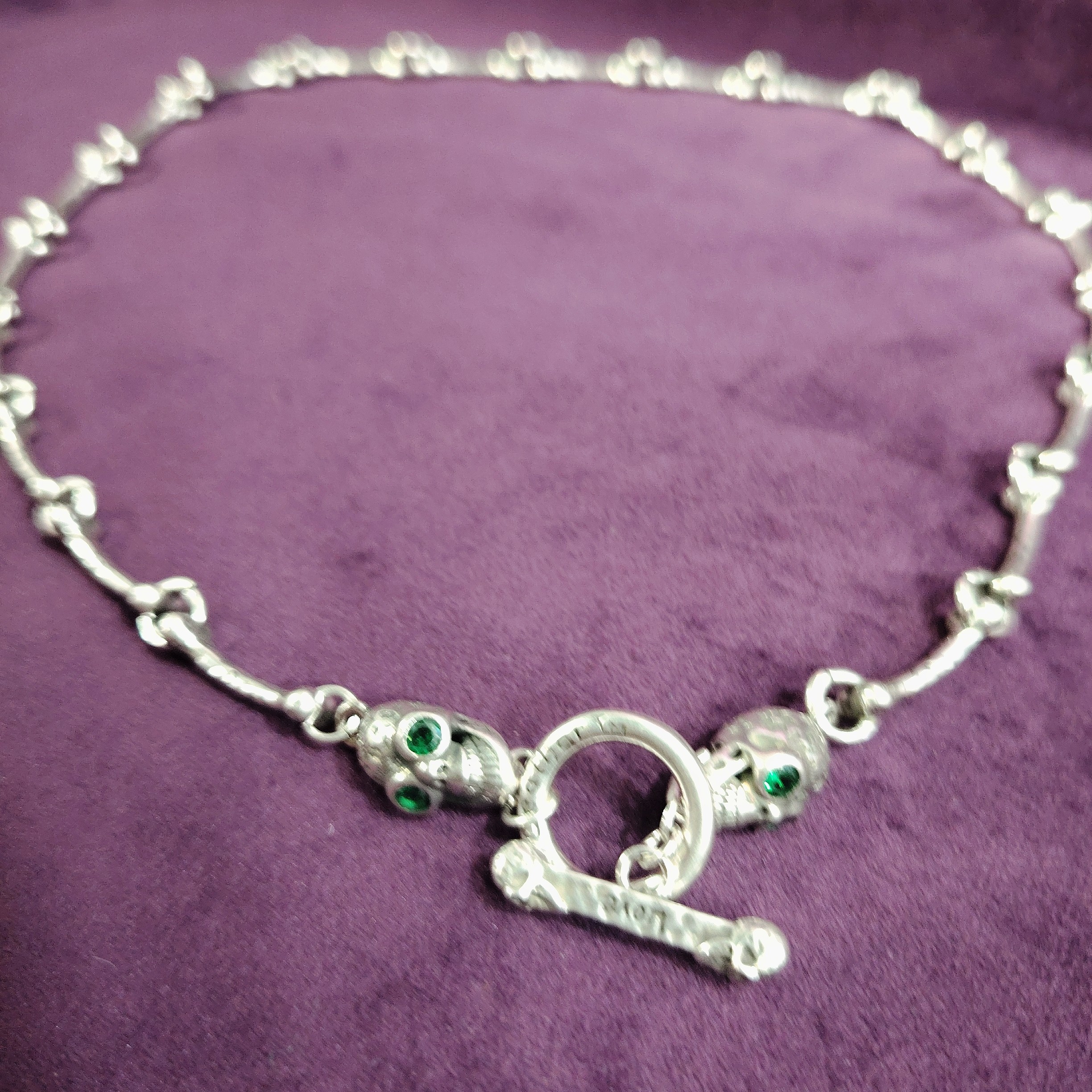 向卉意大利中古925银骷髅头私人订制爱你爱到骨头里项链