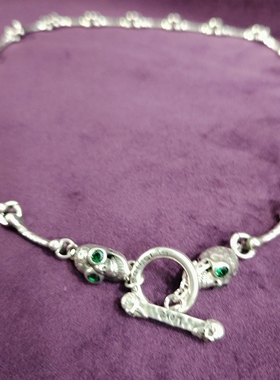 向卉意大利中古925银骷髅头私人订制爱你爱到骨头里项链