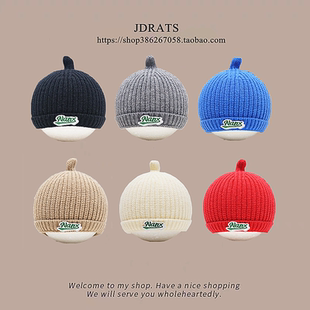 婴儿帽子冬季小月龄宝宝毛线帽男童针织帽3到6个月新生儿保暖外出