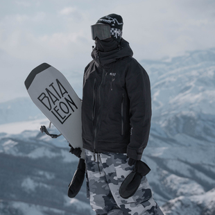 雪否滑雪外套黑色男耐磨滑雪上衣全压胶单板滑雪服女宽松加绒情侣