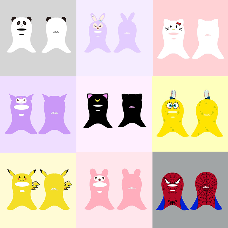 脸基尼防晒成人卡通露娜沙海滩游泳浮潜水帽男女冲浪儿童戏水面罩