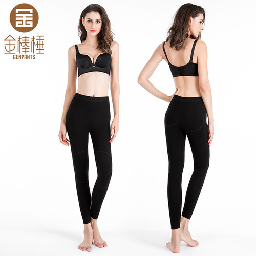 金棒棰女薄款膝腰贴片打底羊毛裤