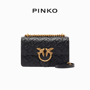 PINKO女士通勤经典小号徽标链条压纹飞鸟单肩斜挎包100074A1YB