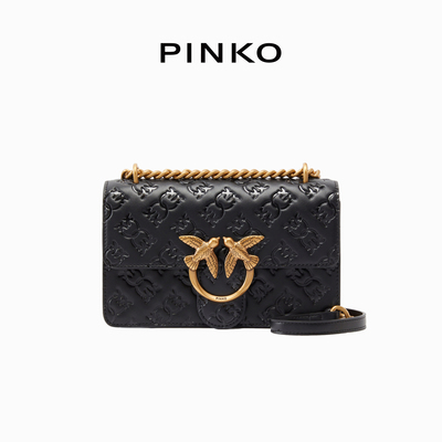 PINKO女士通勤经典小号徽标链条压纹飞鸟单肩斜挎包100074A1YB