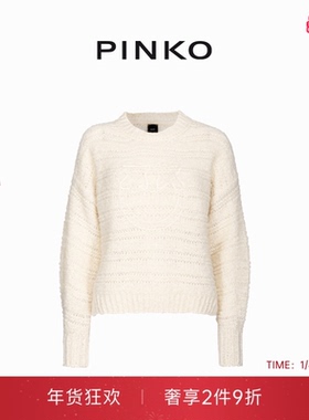 PINKO女士Love Birds徽标松散织法套头长袖针织衫上衣102248A1CK
