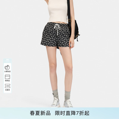 PINKO女士2026年夏季新款满印双燕Logo印花运动短裤PAF26183217