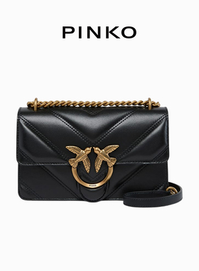 PINKO女士通勤人字纹迷你纳帕皮革斜挎包104550A26Z