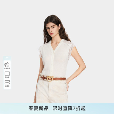 PINKO女士2026年夏季新款V 领无袖通勤风纽扣针织衫POAF26123903