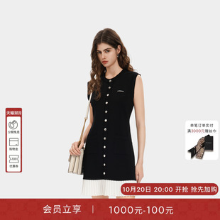 PINKO女士2026年秋季无袖针织排扣小香风连衣裙