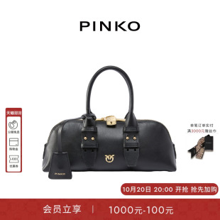 PINKO女式日常通勤气质保龄球包飞鸟标背提包手提包