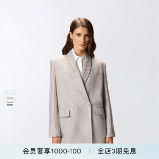 PINKO女 双排扣水钻夹克小众设计质感通勤休闲外套104456A287