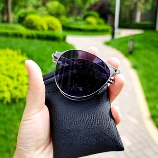 品质折叠太阳镜尼龙镜片清晰自然中性男女款飞行员墨镜金属框