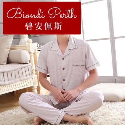 碧安佩斯睡衣男夏季新款男士家居服舒适宽松竹纤维睡衣短袖长裤家