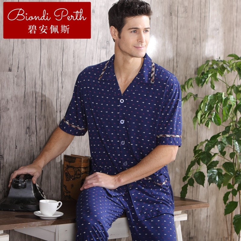 碧安佩斯大居服男短袖男士睡衣专柜品牌高档竹纤维睡衣套装家
