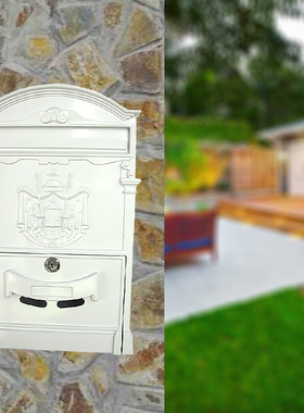 出口欧洲圣诞节信报箱户外室外别墅信箱不生锈铸铝复古邮箱 白色