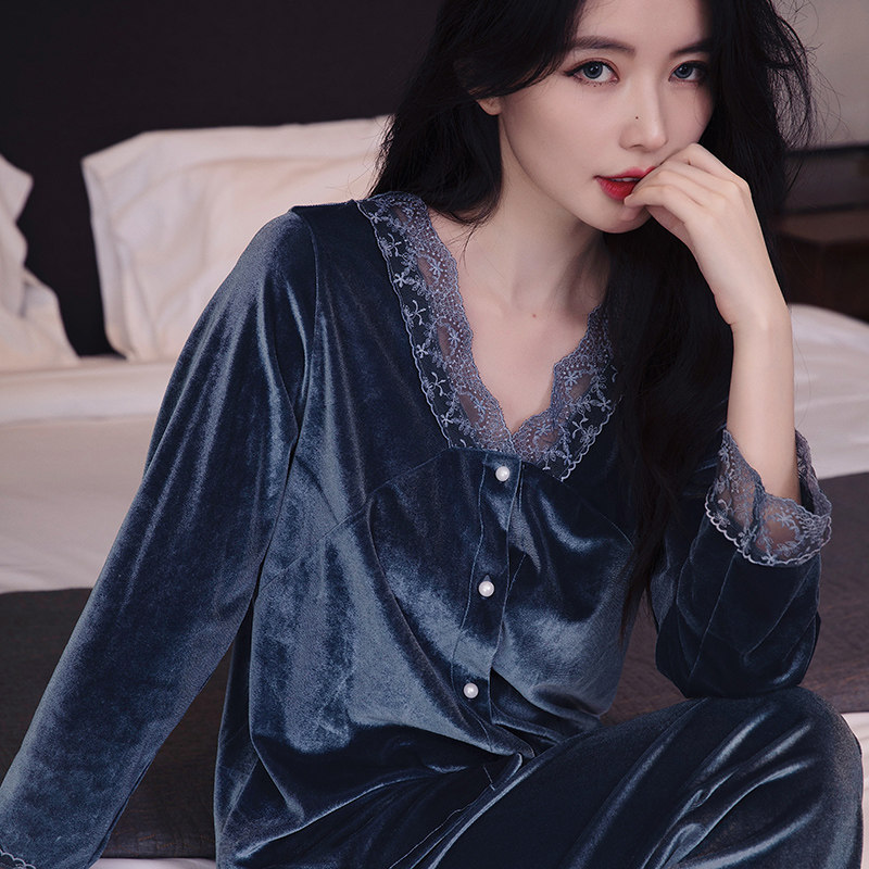 秋冬长袖蕾丝睡衣女士套头金丝绒性感家居服两件套装男士大码外穿,女士内衣/男士内衣/家居服,睡衣/家居服套装,淘宝优惠券,粉丝福利购,淘宝优惠卷