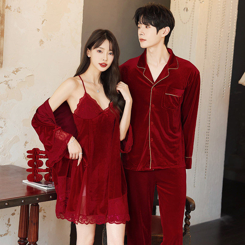 情侣睡衣2025新款结婚红色喜庆家居服性感带胸垫睡裙套装新娘晨袍,女士内衣/男士内衣/家居服,睡衣/家居服套装,淘宝优惠券,粉丝福利购,淘宝优惠卷