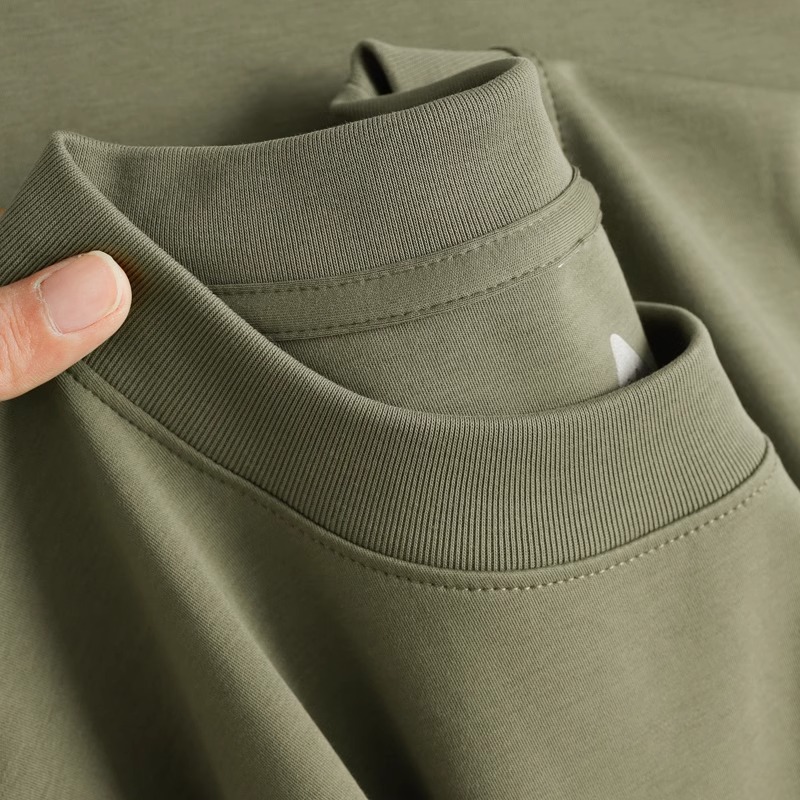 军绿色250g重磅宽松圆领短袖t恤