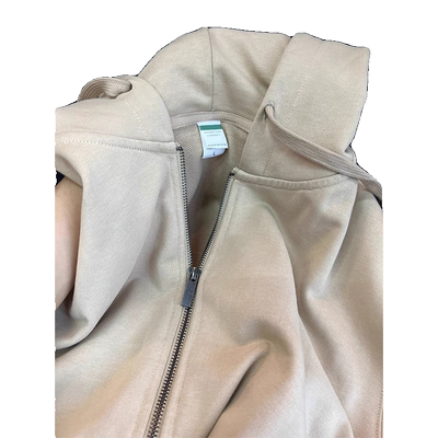 日系重磅卡其色连帽开衫卫衣外套