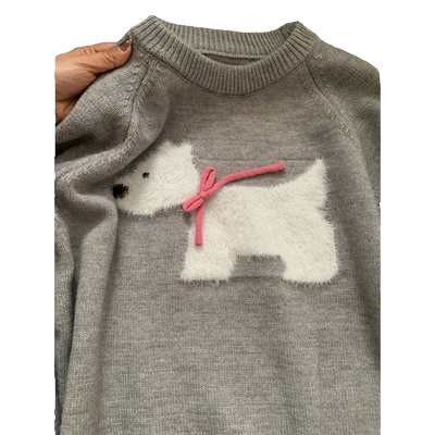 小狗提花圆领套头毛衣女秋冬