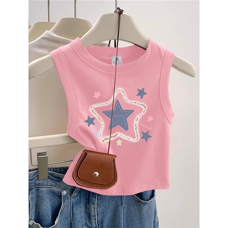 多巴胺纯棉短款宽松无袖背心显瘦