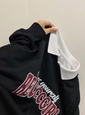 速发超火cec黑色卫衣春秋bf慵懒印棉薄款外上ch宽松学生纯花套衣