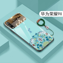 新款华为荣耀9x手机壳5G中国风国潮镜面玻璃高档网红男女款honor9XPro手机套情侣防摔硅胶软边带镜子壳套定制