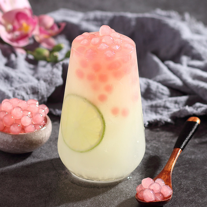 广禧快煮型速煮樱花珍珠粉圆500g 水蜜桃波霸珍珠奶茶原料黑珍珠