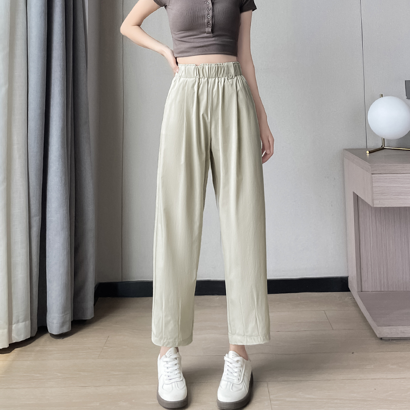 黑色休闲哈伦裤女夏季薄款2025新款高腰显瘦垂感百搭小个子九分裤
