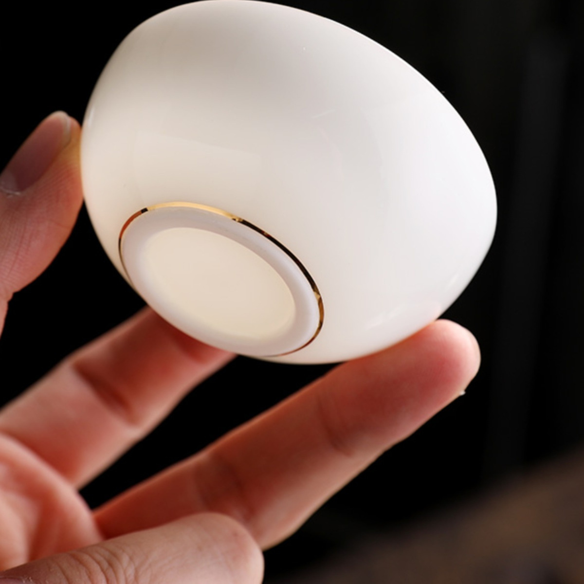 德化纯手工品茗杯白瓷描金纯手工