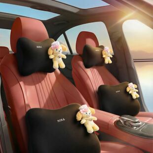 可爱玩偶女生汽车头枕舒适记忆棉慢回弹车载护颈枕黑色