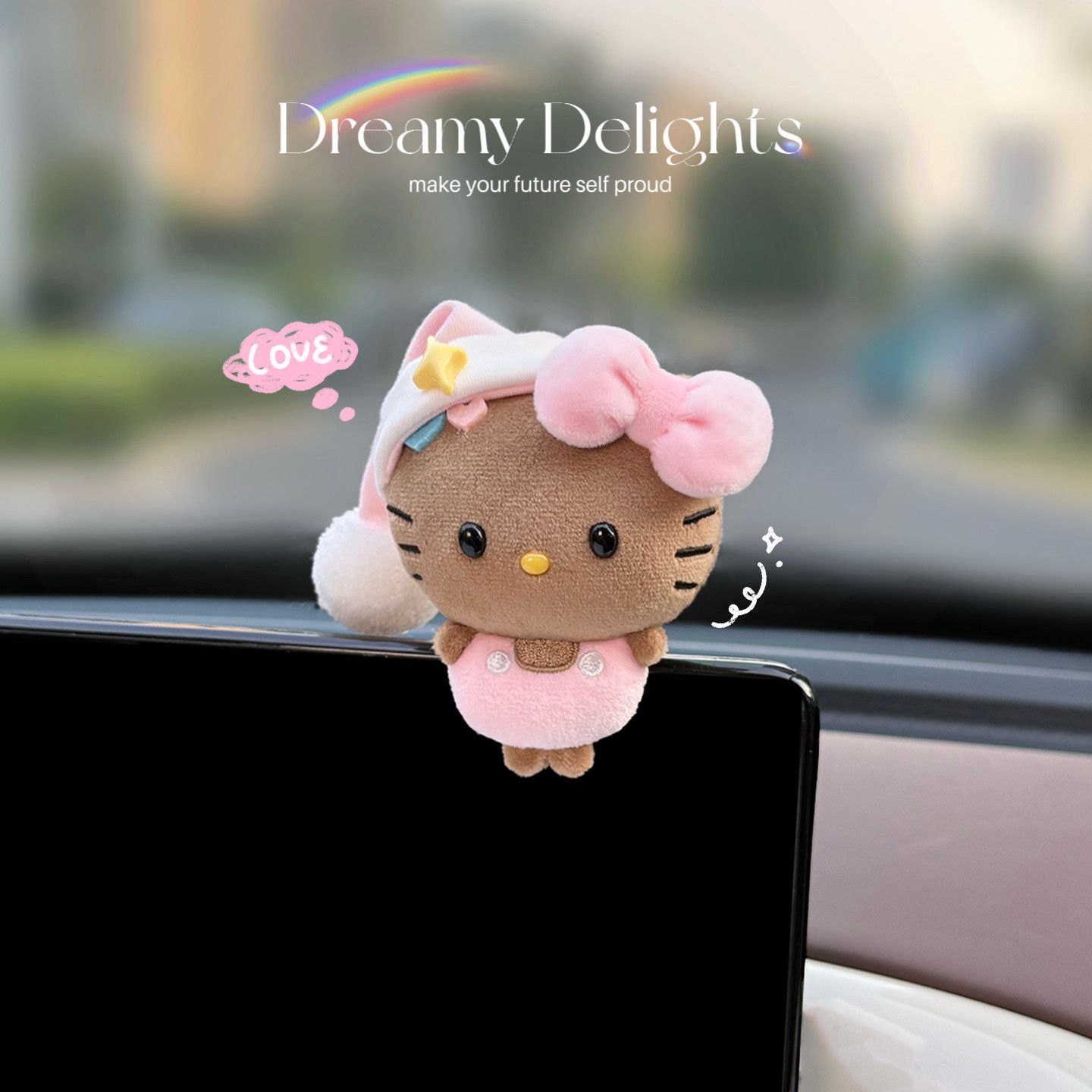 2026新款kitty汽车摆件车内显示屏幕趴趴装饰车载内饰品可爱女生