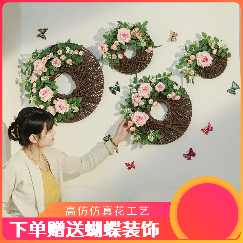 新中式布置墙面装饰挂件墙上立体圆形壁饰客厅背景墙植物花艺壁挂,家居饰品,壁饰,淘宝优惠券,粉丝福利购,淘宝优惠卷