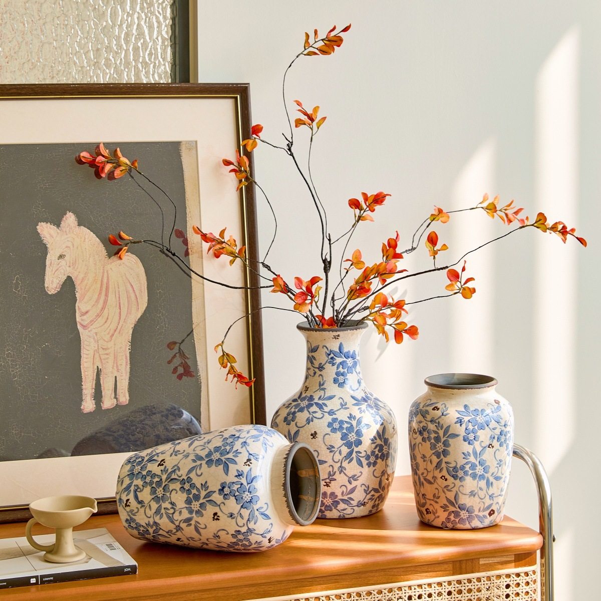 青花瓷花瓶插花摆件高级感小众中式古典陶瓷花瓶陶瓷花器中古风,家居饰品,花瓶,淘宝优惠券,粉丝福利购,淘宝优惠卷