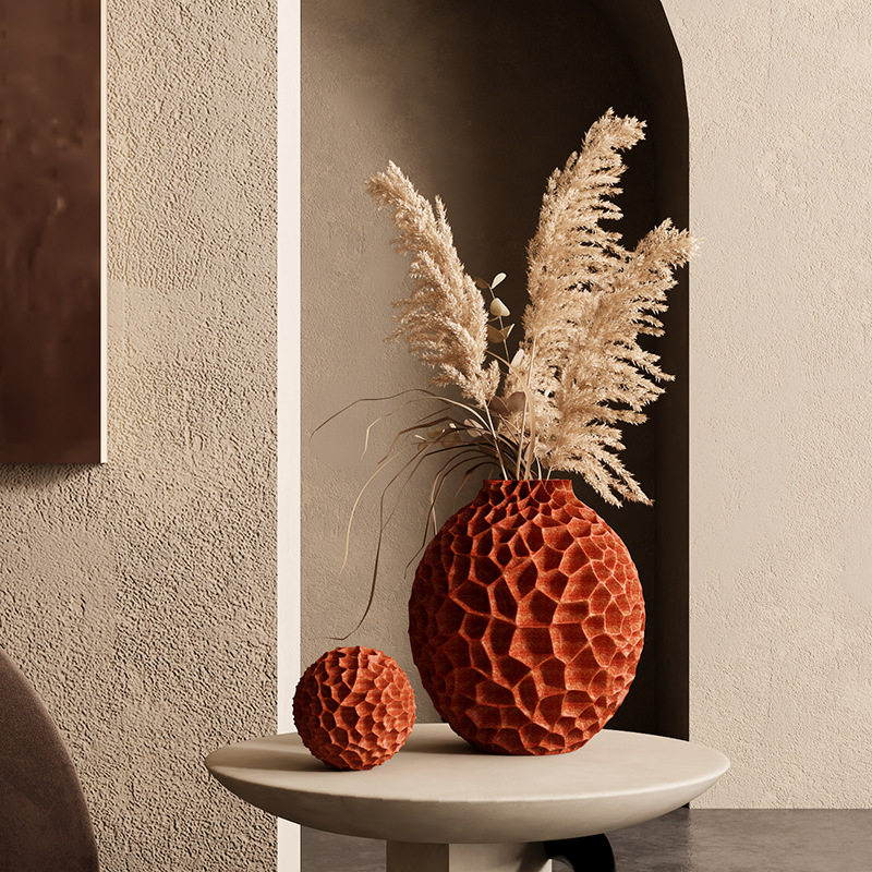 复古焦糖色侘寂风民宿软装饰品摆件玄关中古蜂窝插花瓶艺术品花器,工业油品/胶粘/化学/实验室用品,树脂,淘宝优惠券,粉丝福利购,淘宝优惠卷