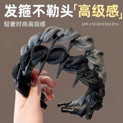 百搭气质小香风缠绕发箍防滑带齿头箍小红书同款高级感发卡女