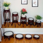 客厅花架实木底座中式 木质花盆架子花瓶鱼缸盆景置物架 花几落地式